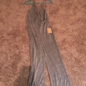 Silver open back jumpsuit